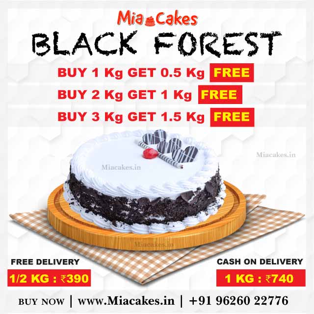 Buy 1 Kg Black Forest Cake, Get 1/2 Kg Free, in chennai